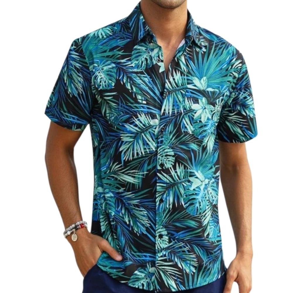TRÏBE Fashions Men's Hawaiian Short Sleeve Button Down Floral Shirt Size XXL NWT